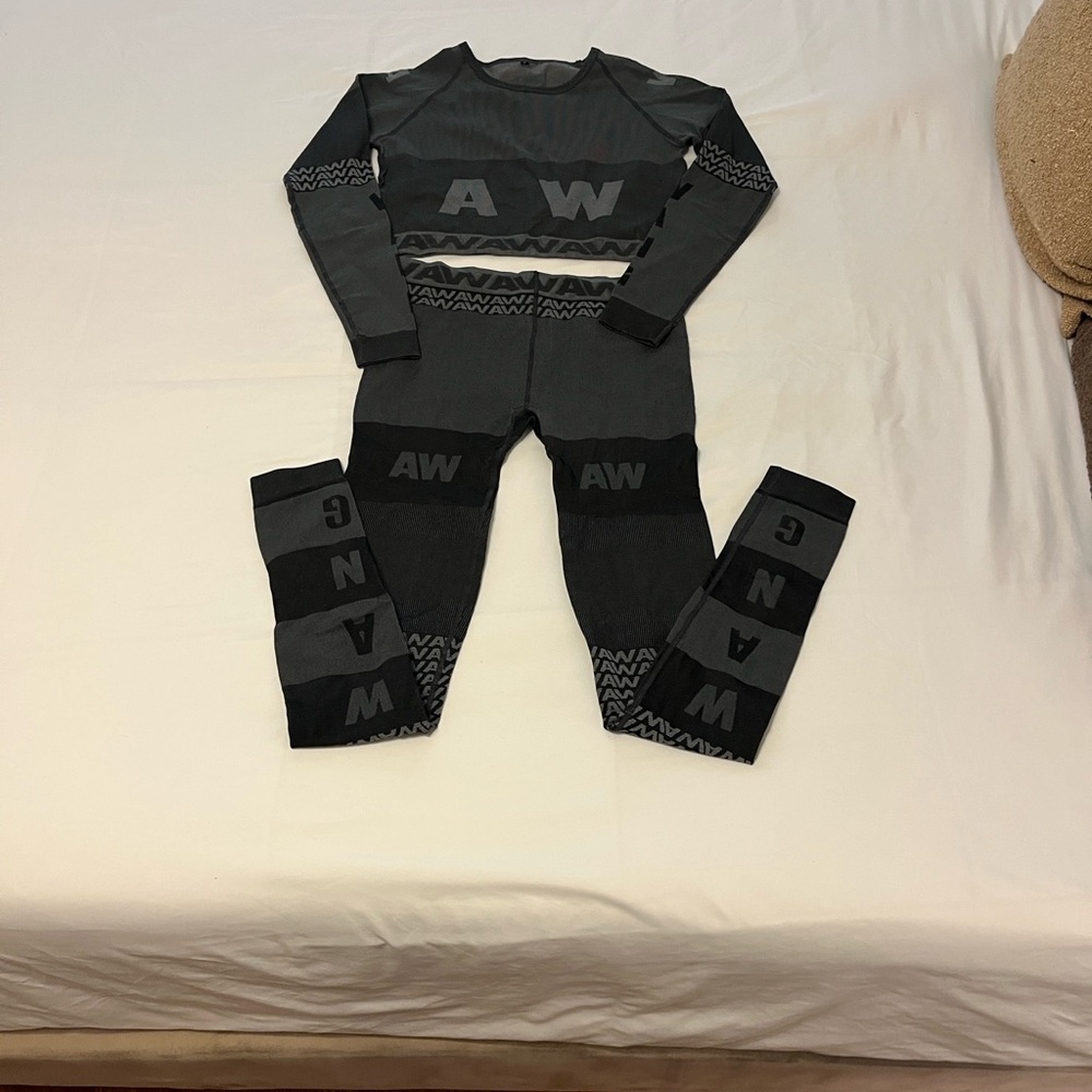 Rare Alexander Wang x H&M Logo Crop Top + Leggings Set, XS/S, same day ship 📦☑️